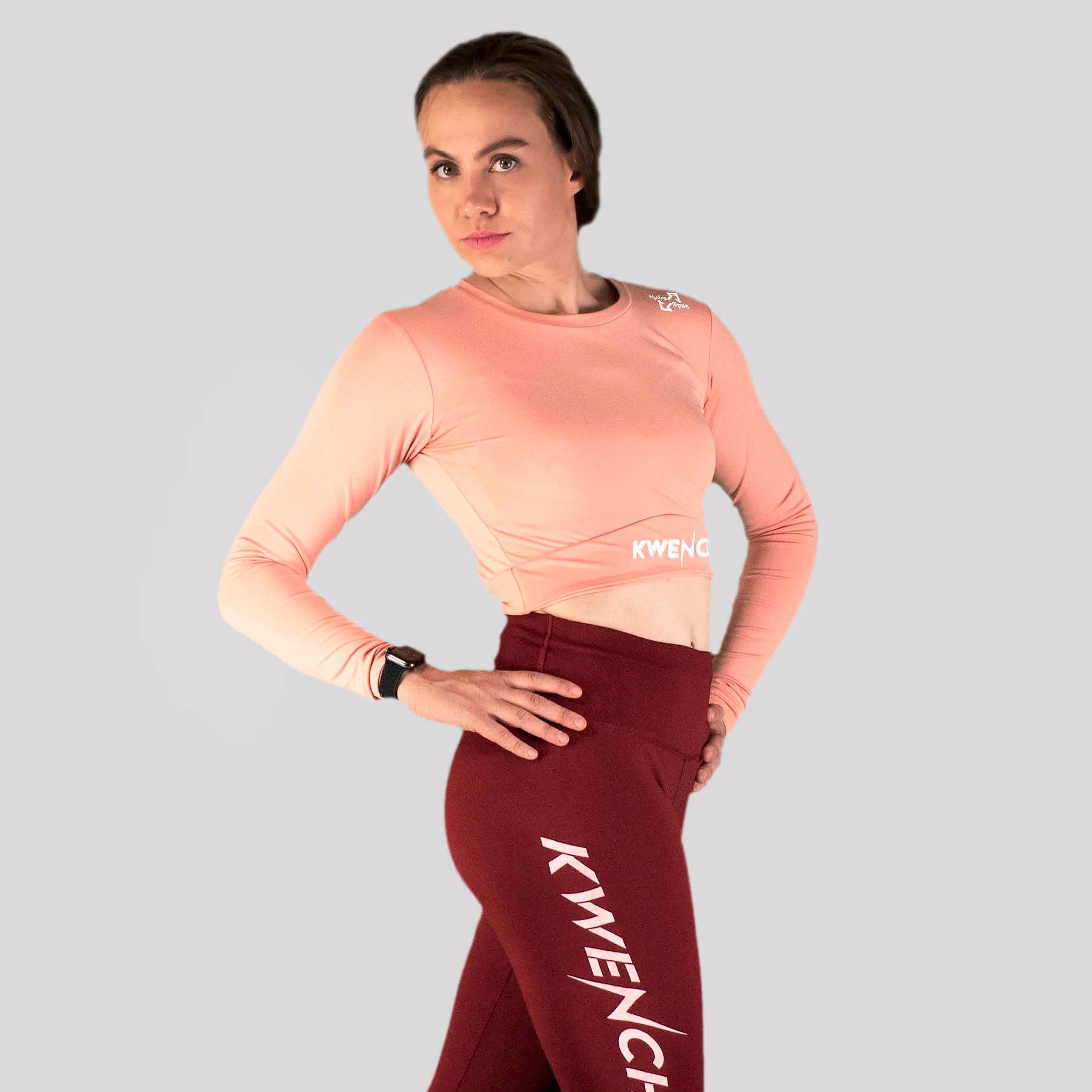 Kwench Womens Full Sleeve Gym workout yoga tshirt crop top 