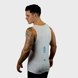 Mens Gym Vest Tank Top Stringer Hunk White Thumbnails-1